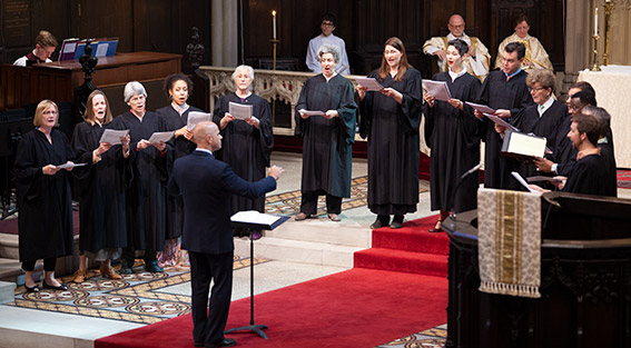 Singers of Emmanuel Music during motet